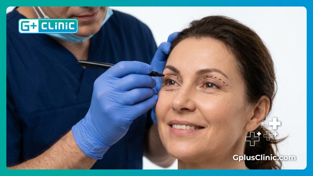 Gros plan sur le résultat parfait du lifting oculaire