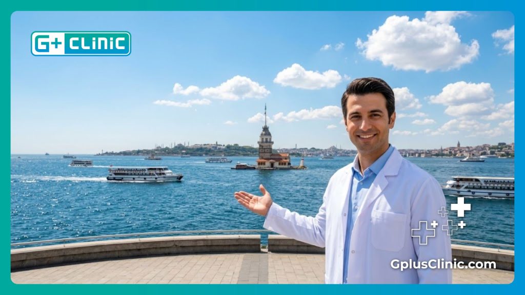 Especialista médico dando la bienvenida al paciente en Estambul.