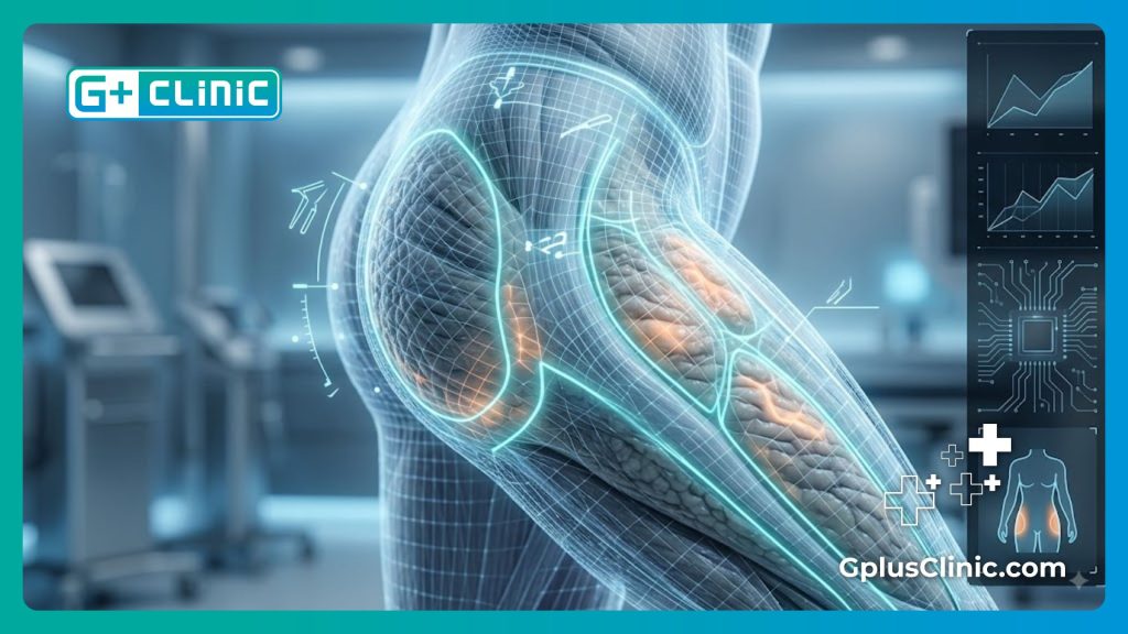 Visualisation numérique haute technologie des zones anatomiques ciblées pour la liposuccion.