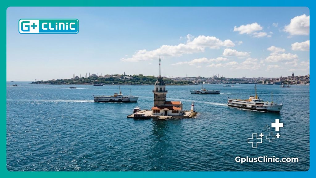 Hermosa vista del Estrecho del Bósforo en Estambul para turismo médico.