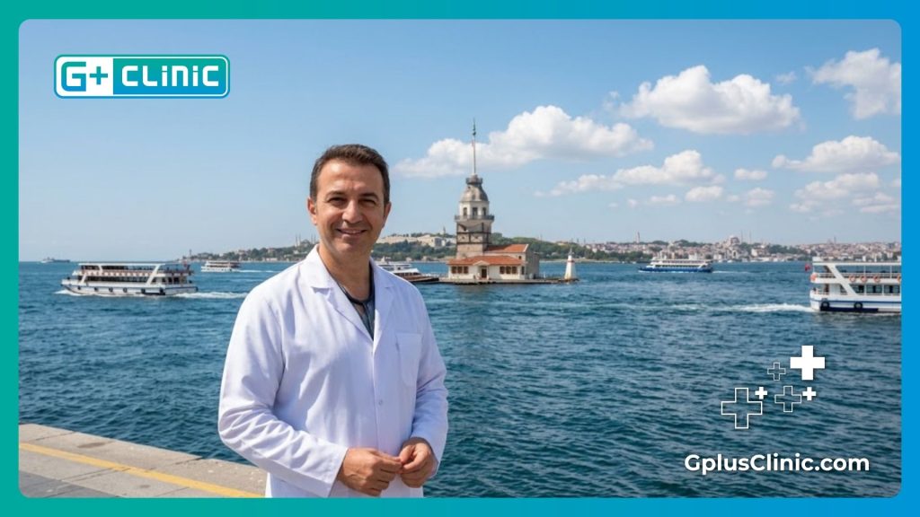 طبيب يرحب بالمرضى في اسطنبول أمام برج الفتاة
