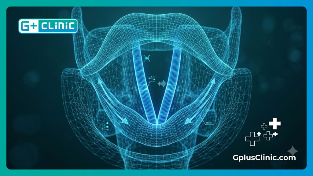 High-tech digital mesh scan of human vocal cords and larynx