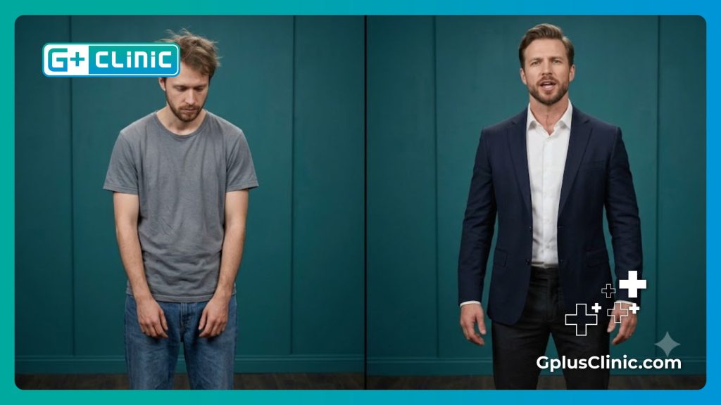 Digital scan and comparison of male neck and posture before and after voice deepening