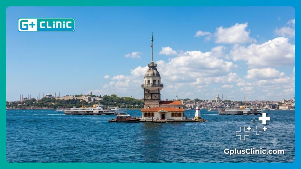 Врач приветствует пациента в Стамбуле у пролива Босфор